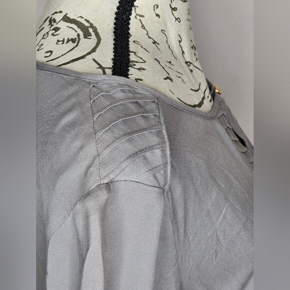 NWT SPENSE Womens Longsleeve Grey Blouse Keyhole Patterned Panel Front Size S - Picture 4 of 11